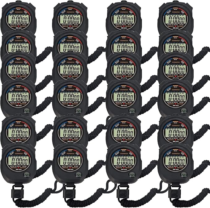 Multi-Function Electronic Digital Sport Stopwatch Timer, Large Display with Date Time and Alarm Function,Suitable for Sports Coaches Fitness Coaches and Referees (24pack)