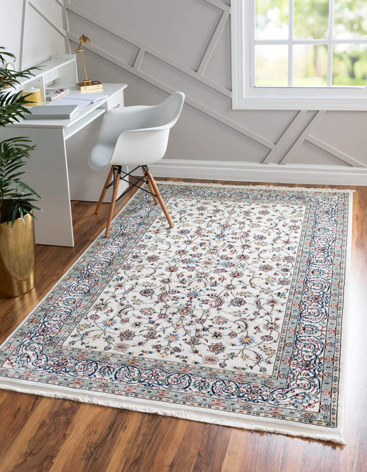 Unique Loom Narenj Collection Area Rug - Leeds (10' x 13' Rectangle, Ivory/ Blue)