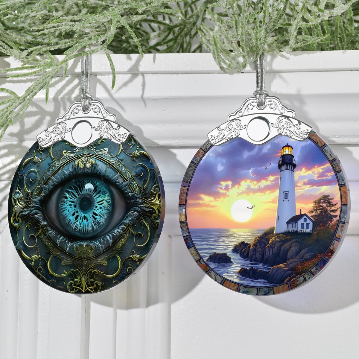 3" Stained Glass Christmas Decoration, Christmas Ornaments, Heirloom Keepsake, Gift Exchange, Gift Idea, Bauble Present - Mystical Eye
