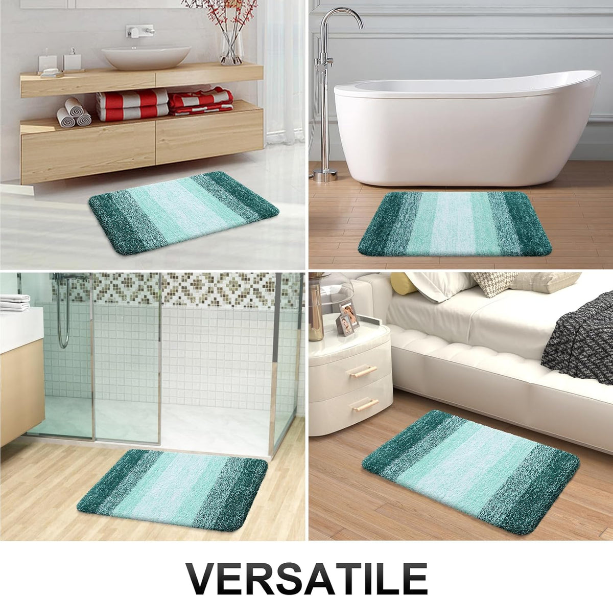 OLANLY Bathroom Runner Rug - Extra Soft Microfiber Mat with Rubber Backing | 47x20 Inches, Blackish Green