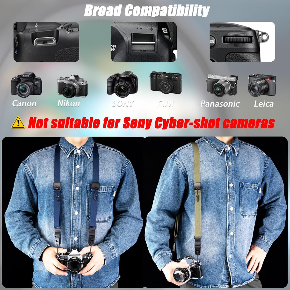 VKO Quick Release Crossbody Camera Strap - Adjustable Neck & Shoulder Strap for DSLR & Mirrorless Cameras