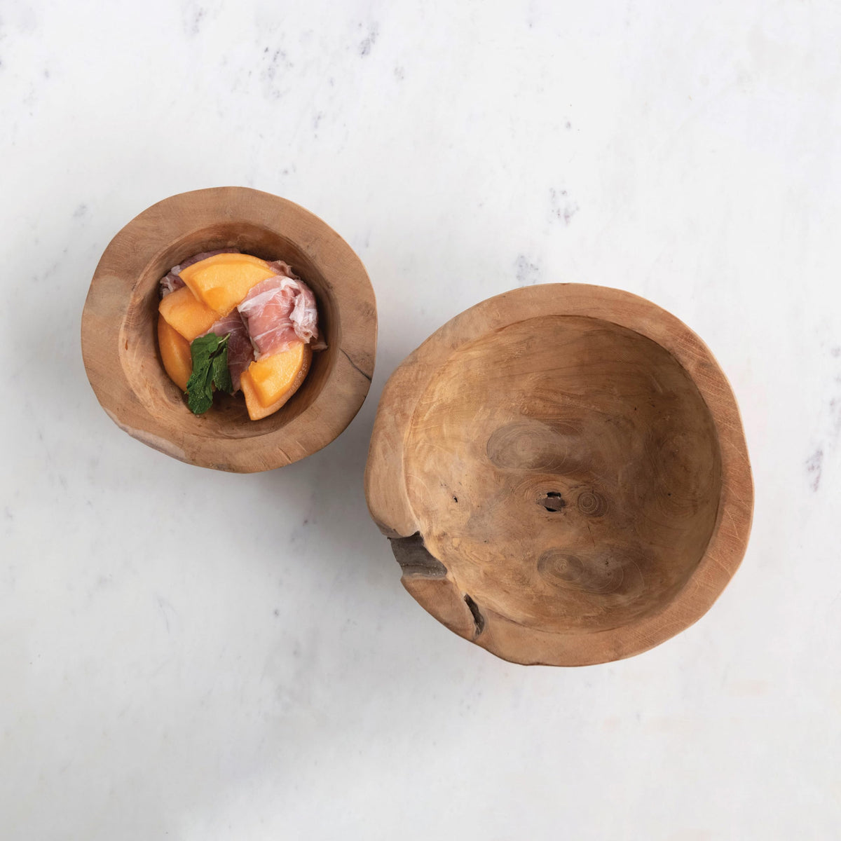 Teakwood Bowls, Set of 2 (Each One Will Vary)