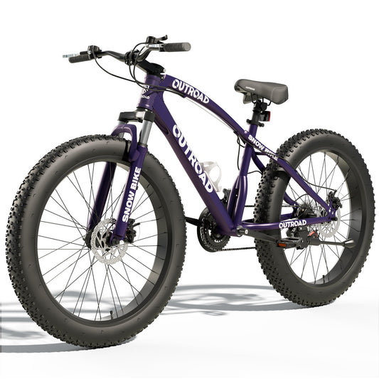 Betterland 26 inch Wheels Fat Tire Bike, 21 Speed Heavy Duty Mens Mountain Bikes with High Carbon Steel Frame/Double Disc Brake/Front Suspension Anti-Slip Bikes (Blue&Purple)-1