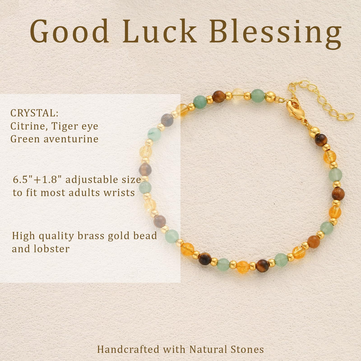 Kenailw Good Luck Gifts Bracelet for Women Crystals Green Aventurine Pulsera De La Suerte Natural Stones Jewelry Best Friend Aunt Daughter Coworker Gift