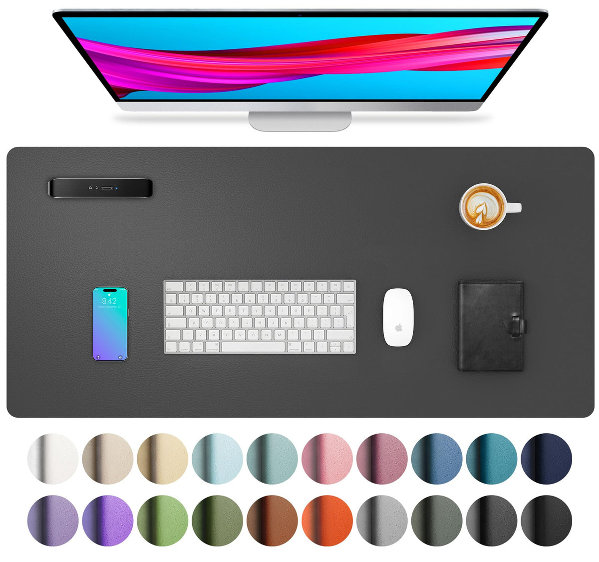Leather Desk Pad Protector,Mouse Pad,Office Desk Mat, Non-Slip PU Leather Desk Blotter,Laptop Desk Pad,Waterproof Desk Writing Pad for Office and Home (Gray,31.5" x 15.7")