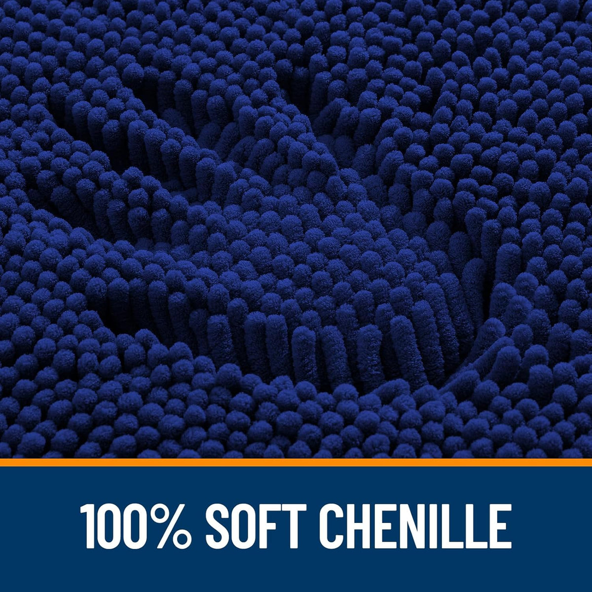 OLANLY Bathroom Runner Rugs - Extra Soft Chenille Bath Mat | Quick Dry, Machine Washable, 59x24, Navy