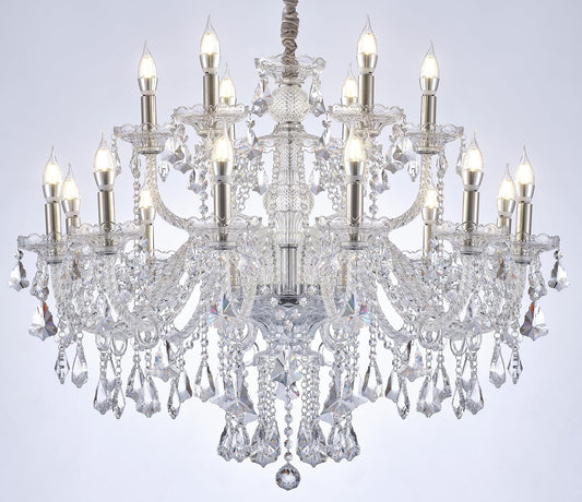 ARRKOYAA Clear 18 Lights K9 Crystal Chandelier,Chandeliers for Dining Room,Bedroom,Living Room, Candle Pendant Lamp Ceiling Lighting, 39 inch x32 Inch (Color: Clear) with 18pcs 5W E12 LED Bulbs.