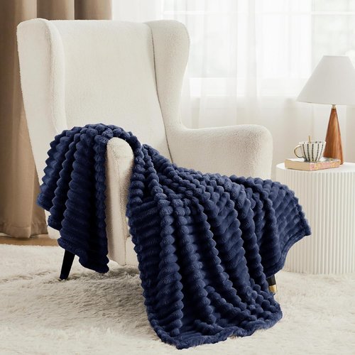 Bedsure GentleSoft Navy Blue Twin Blanket - Cozy, Soft Throw for Women & Girls | 66x90 Inches