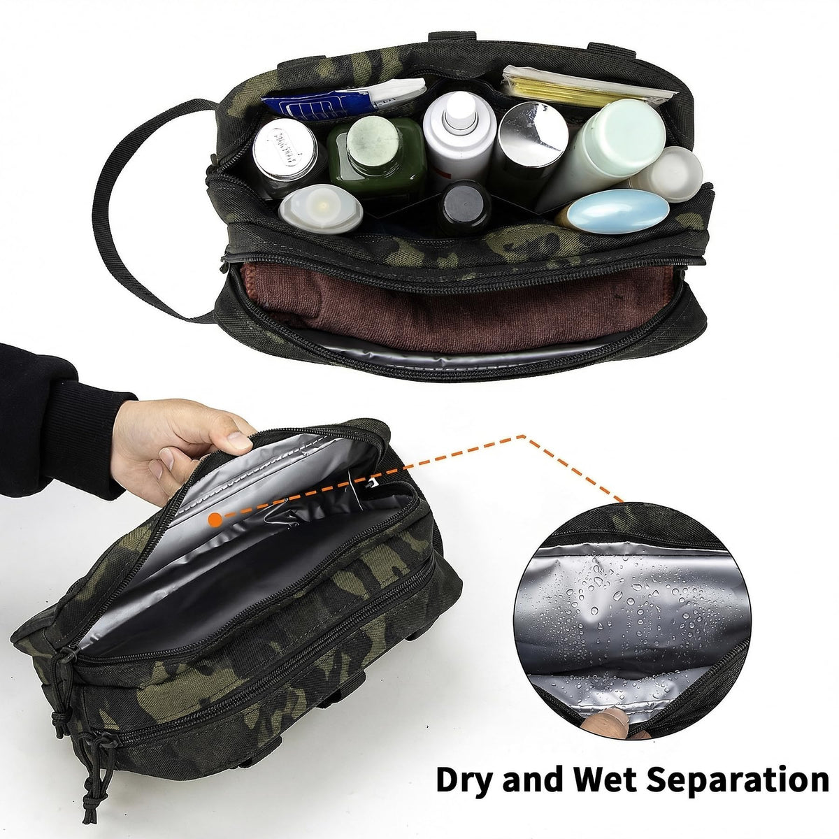 IronSeals Tactical Toiletry Bag Men Hygiene Bag Travel shower Bag EDC Utility Molle Tool Pouch Mens Shaving Kit Bag