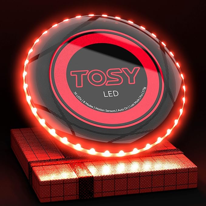 TOSY Bundle of 3-2X Green + Red - Flying Disc 36 LEDs, Super Bright, Smart Modes, Auto Light Up, Rechargeable, Cool Fun Christmas, Birthday & Camping Gift for Men/Boys/Teens/Kids, 175g Frisbee