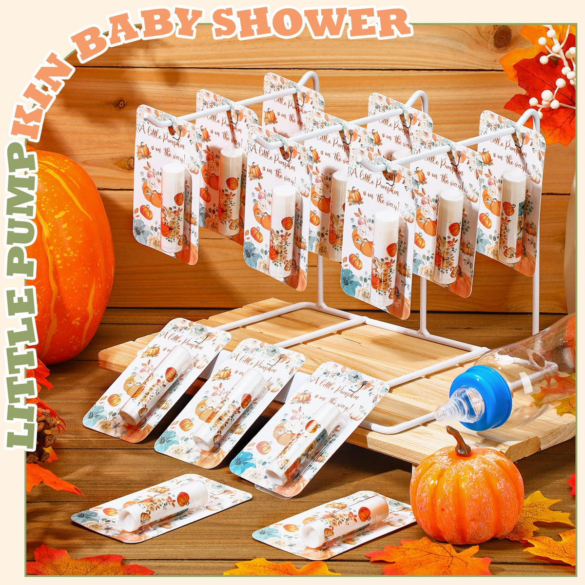 30 Pack Fall Little Pumpkin Baby Shower Games Prizes Gifts Bulk Pumpkin Pie Scented Lip Balms Favors for Boys Girls Gender Reveal Decorations Halloween Autumn Thanksgiving Baby Shower Bags Stuffer