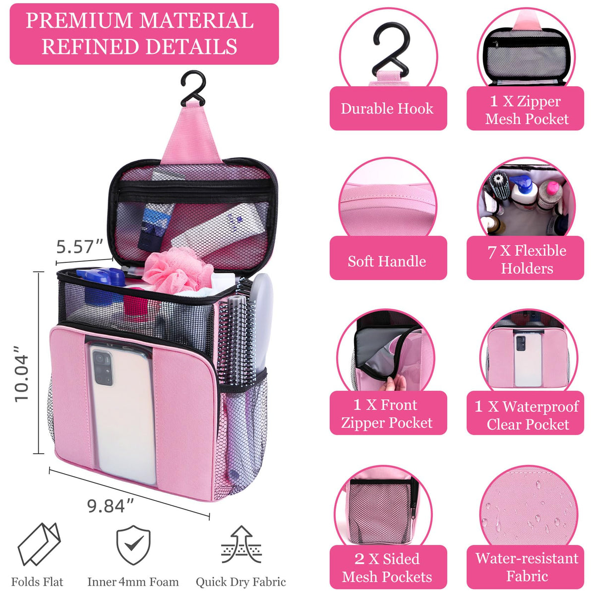 Dorm Room Essentials for College Students Girls,Shower Caddy Portable,College Travel Cruise Ship Essentials Hanging Toiletry Bags for Traveling Women,Shower Bag for Camping,Womens Gifts for Christmas