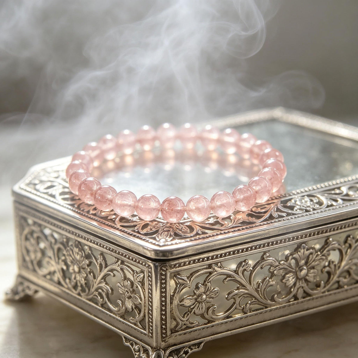 Rose Quartz Crystal Bracelet, Enhance Compassion & Positive Vibes Spiritual Jewelry Heart Healing Rose Quartz Beaded Bracelet, Soothing Energy Stone for Anxiety Relief