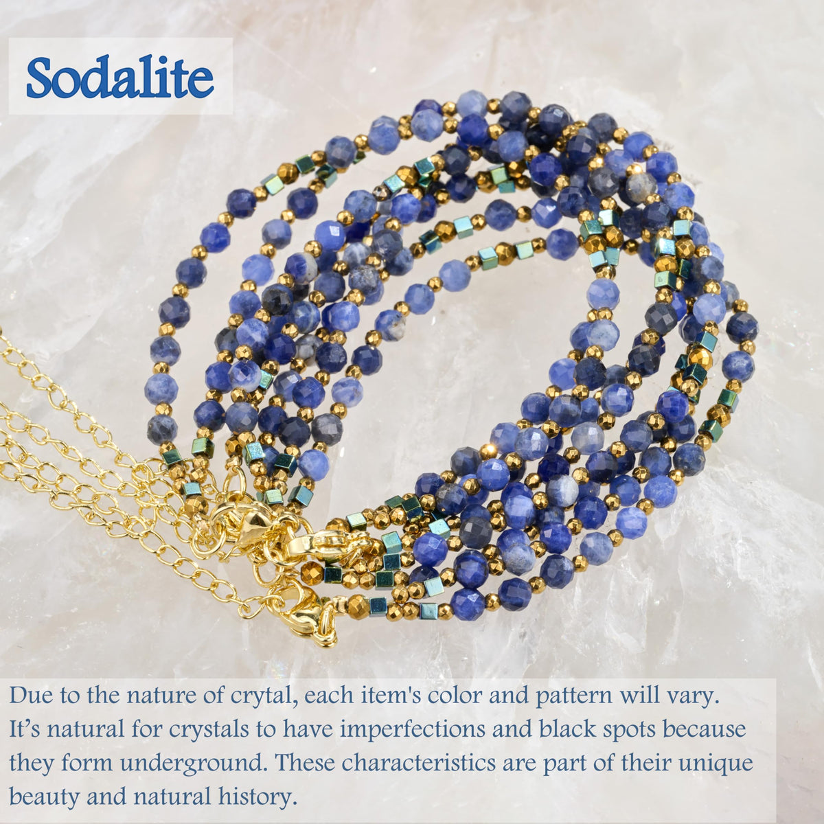 Farfume Sodalite - Thinking - Crystal Beaded Bracelets, Chakra 4mm Natural Stone Beads Bracelets, Gemstone Spiritual Jewelry Gifts for Mother's Day
