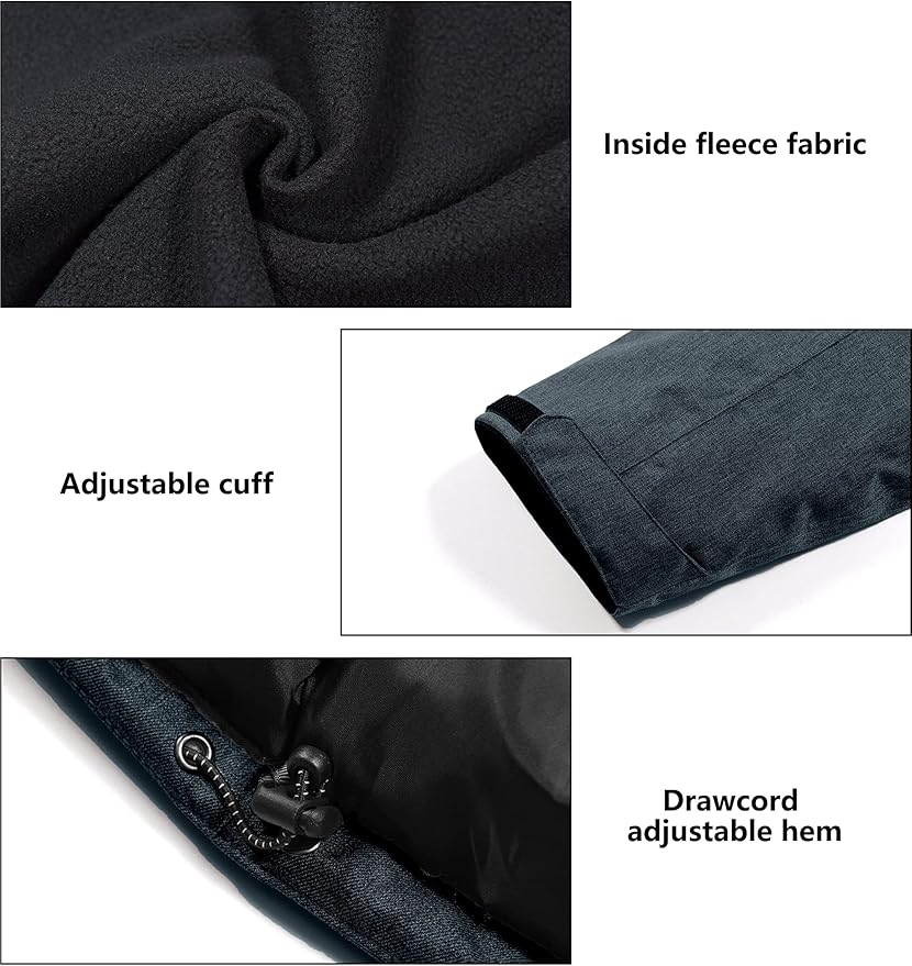 Little Donkey Andy Women's Waterproof Hiking Skiing Jacket with Removable Hood, Fleece Lined Winter Warm Rain Coat