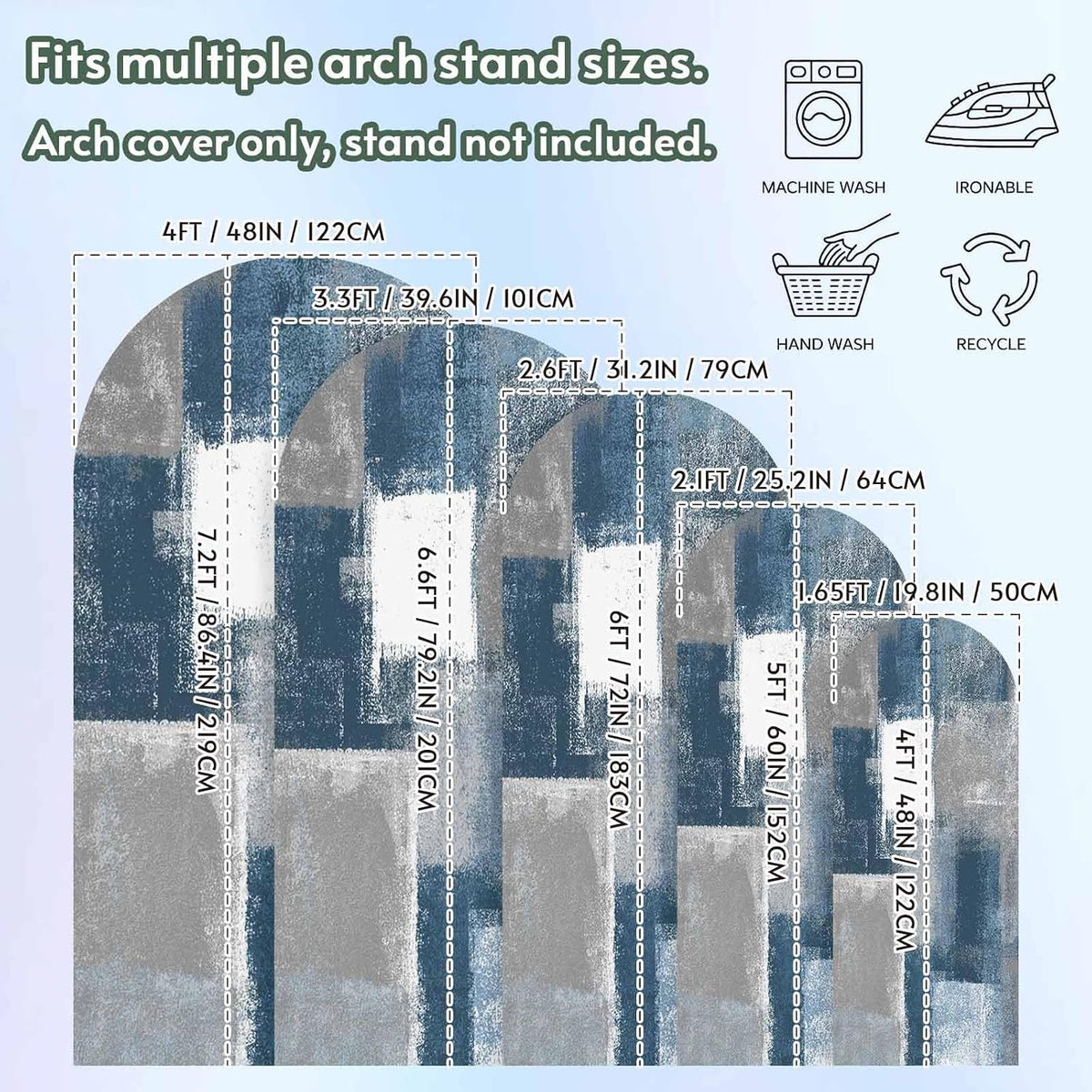Jnbasdffb 6 Blue Grey Ombre Wedding Arch Cover,Stretchy Spandex Arch Backdrop Stand Covers FT,Abstract Vintage Oil