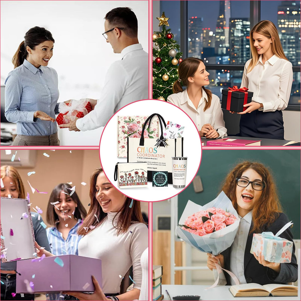 ZYUQFAN Chaos Coordinator Thank You Gifts for Women, Appreciation Gift Set for Lady Manager Teacher Coworker Nurse Boss Presents Ideas for Employee Secretary Office Birthday Christmas Tote Bag Tumbler