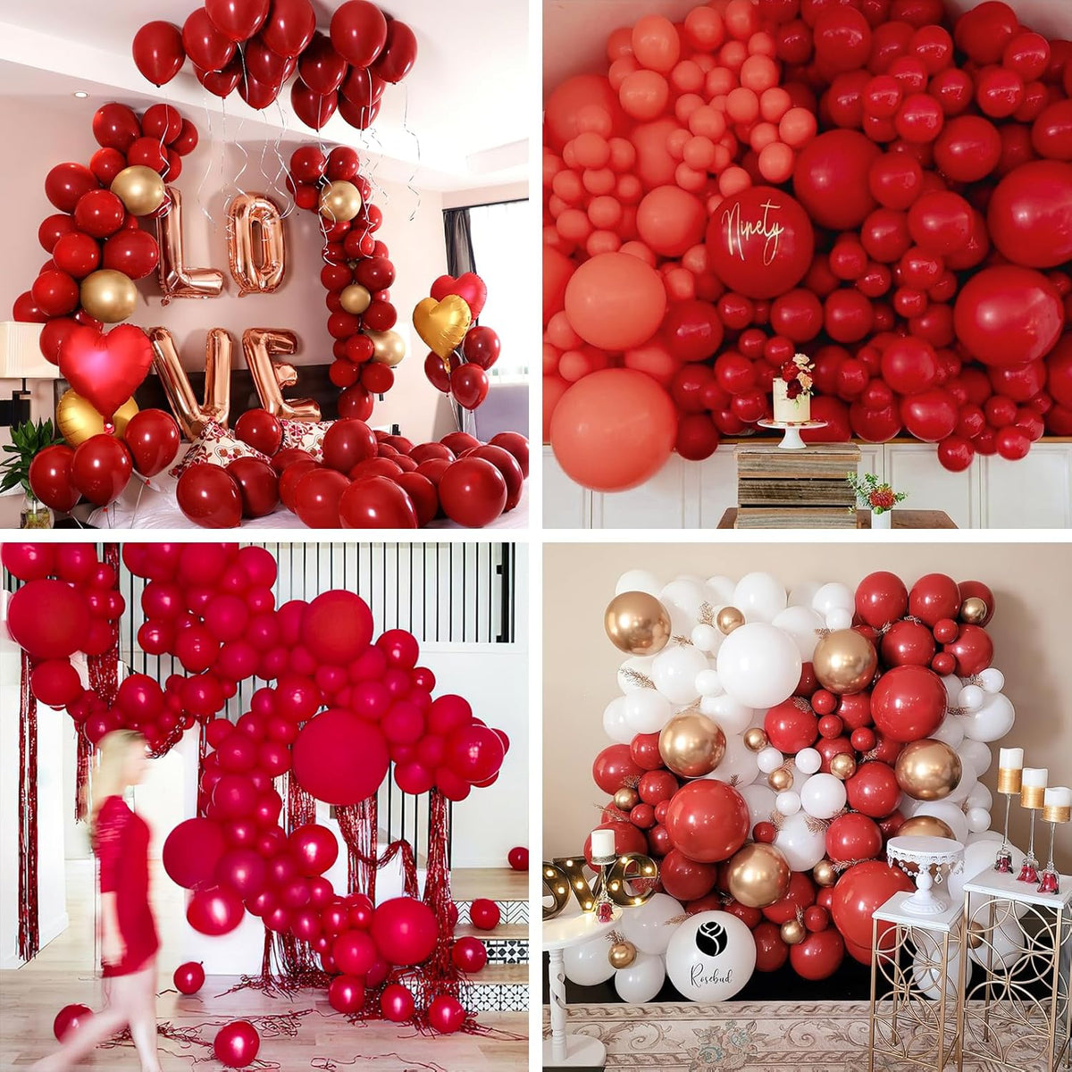 PartyWoo Burgundy Balloons - 100pcs Dark Red Balloon Arch Kit | 18", 12", 10", 5" Sizes for Celebrations