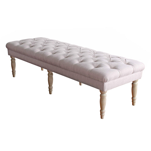 HomePop Large Upholstered Tufted Bench – Light Mauve