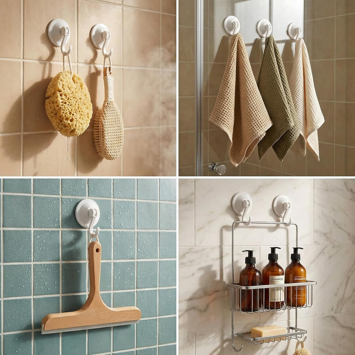 Skiennix Powerful Wreath Hangers - 4-Pack Suction Cup Hooks for Windows & Glass Doors, Antique Gold