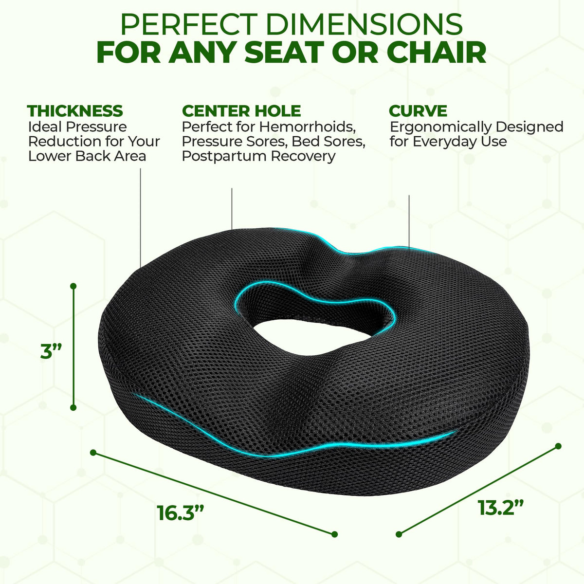 AnboCare Donut Gel Sitting Pillow - Orthopedic Memory Foam for Tailbone Pain, Hemorrhoid, Bed Sores, Postpartum, Prostate, Coccyx & Sciatica Pain