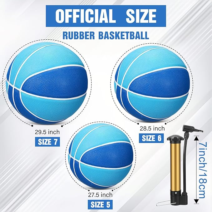 Jenaai 6 Pcs Rubber Basketballs Official Size Bulk Streetballs Multicolor Basket Balls with Pump Plain Basketball Set for Adult Youth Gifts Indoor Outdoor Training Games