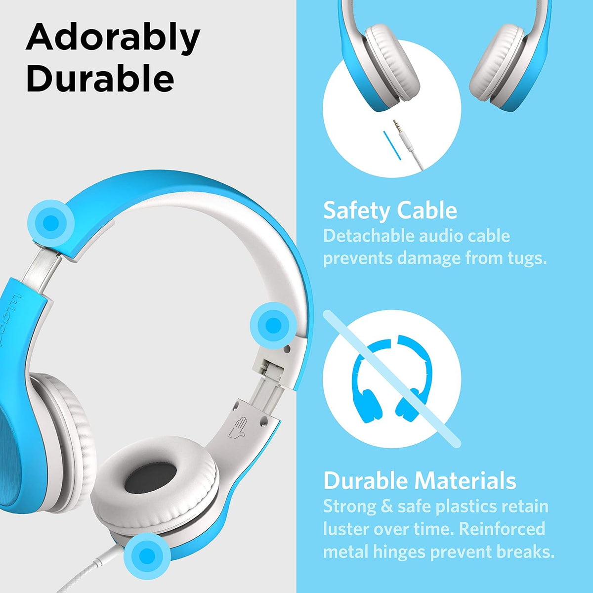 LilGadgets Connect+ Style On-Ear Kids Headphones with Microphone - SharePort Technology, SoftTouch Padding, Detachable