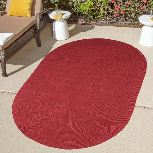 Superior Indoor/Outdoor Area Rug, Reversible Braided Floor Decor for Living Room, Kitchen, Patio, Front Porch, Modern Boho Farmhouse Rugs, Hardwood, Bedroom Accessories, 8' x 10', Burgundy