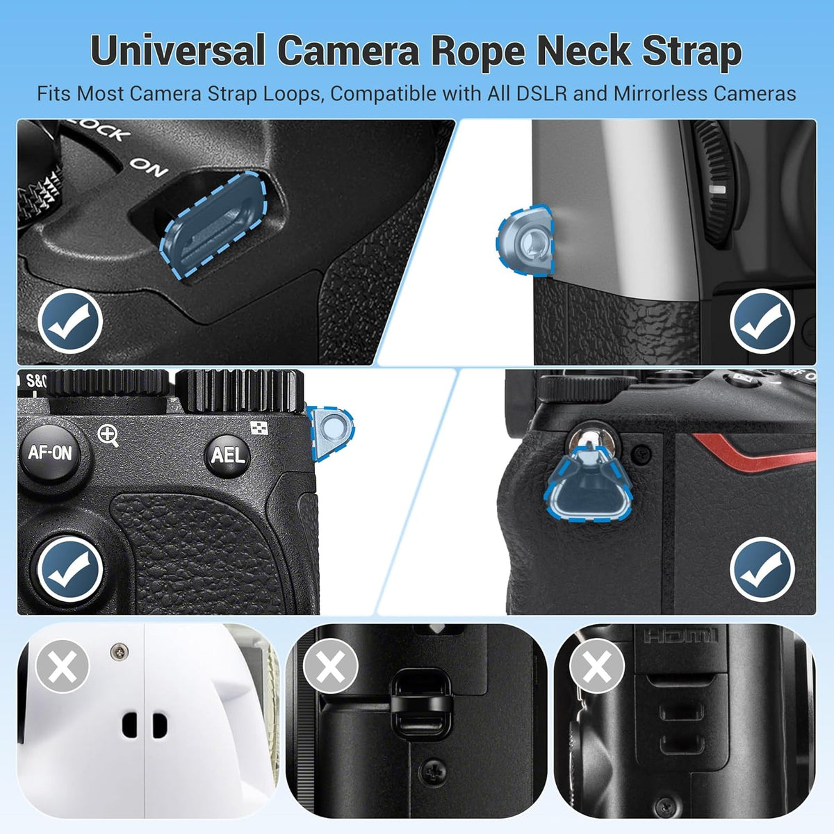 115cm ZV-E10 A7V A7IV A6400 A6700 XT4 XT3 XT20 XE4 5D 6D R7 R8 D3400 JJC Braided Rope Camera Strap, Soft Neck Shoulder