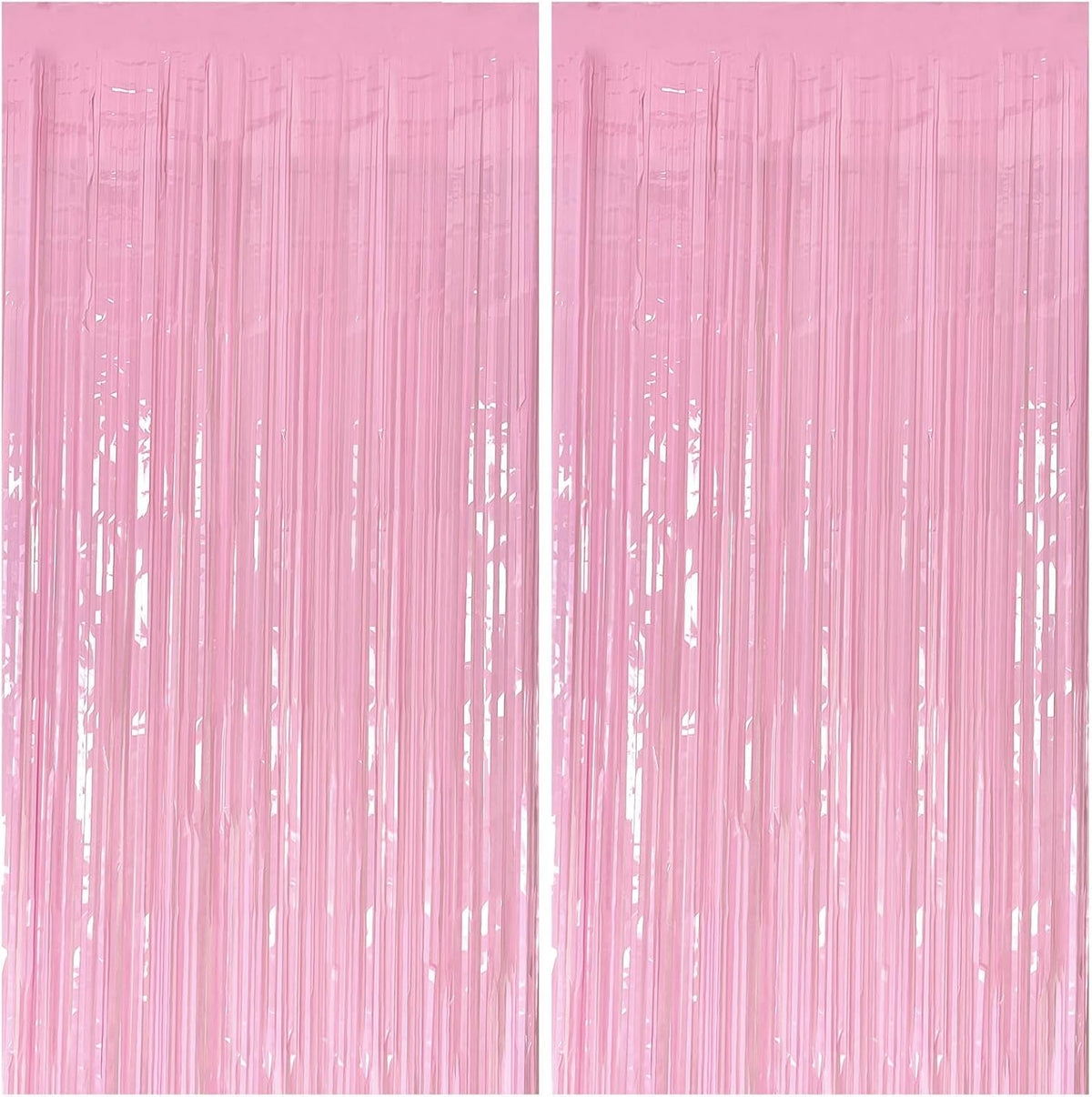 Skiennix Pastel Pink Foil Fringe Backdrop Curtains - Perfect for Birthday & Bridal Shower Decorations