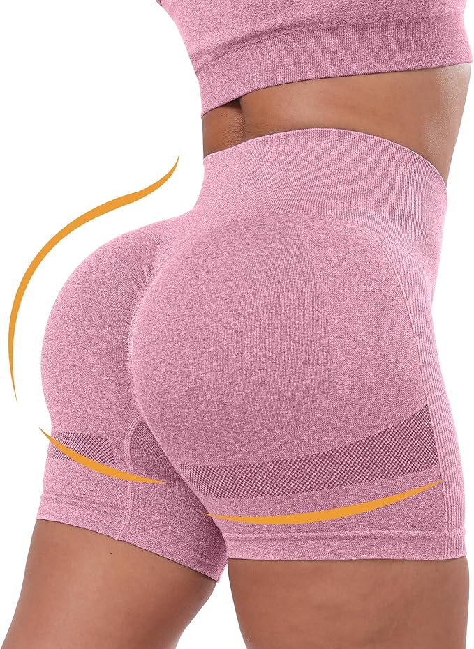 CHRLEISURE Women's 4 Packs Workout Gym Shorts, High Waisted Butt Lifting Scrunch Butt Seamless Booty Shorts