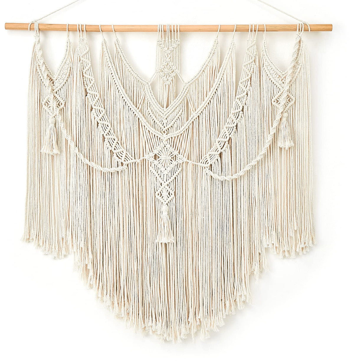 Mkono Macrame Wall Hanging Boho Home Decor Chic Woven Decoration for Bedroom Living Room Apartment Dorm Gallery Perfect Handmade Christmas Gift Ideas, 1 Pack, Large Size, 36"x35"