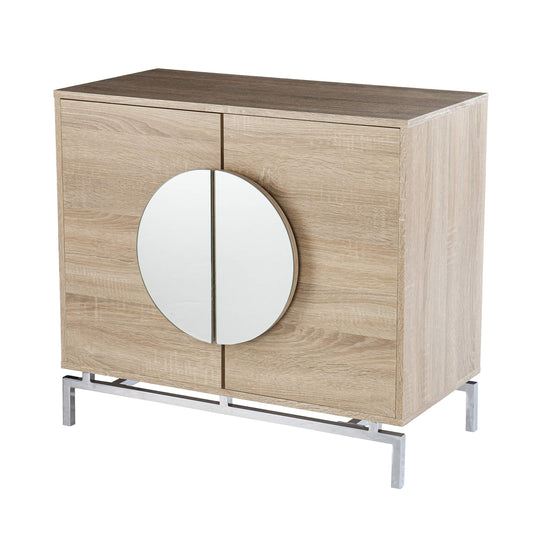 SEI Furniture - Northdom Bar Cabinet with Wine Storage - Transitional Design, Natural Iron and Wood - Ideal for Living Room, Home Bar (HZ1114405)