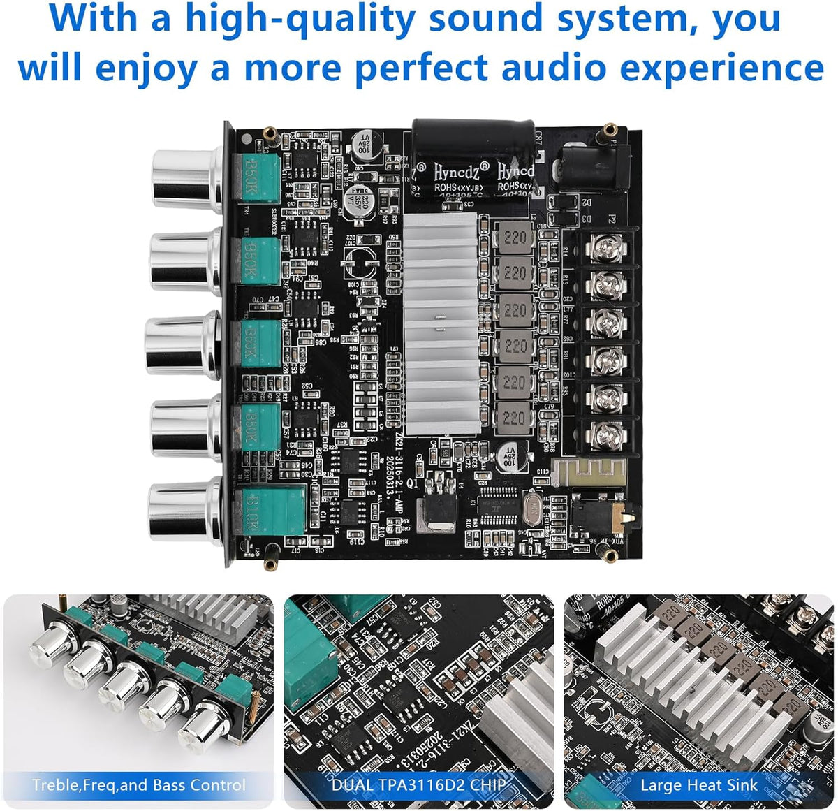 Romicta 2.1 5.0 200W 12-24V Channel Bluetooth Amplifier Board HiFi Subwoofer Audio AMP with Treble Freq and Bass