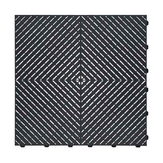 Swisstrax Ribtrax Smooth PRO Interlocking Garage Floor Tiles, 15.75 x 15.75-Inch, Jet Black, 24 Piece Set