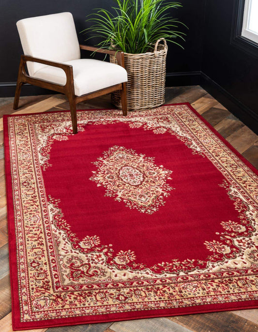 Unique Loom Reza Collection Traditional Persian Style Area Rug, 9 ft 10 in x 13 ft, Burgundy/Ivory