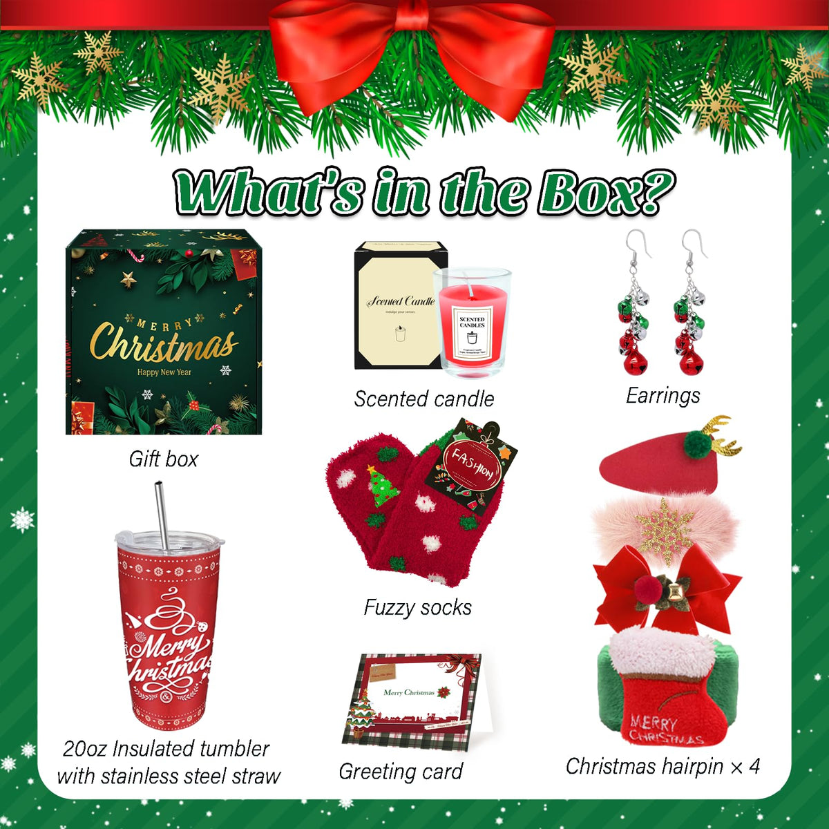 Christmas Gifts for Women, 2025 Unique Christmas Gifts, Xmas Gift Baskets with 20 Oz Tumblers, Candle, Ideas Xmas Gift for Mom, Teachers, Sister, Friends, Coworker, Girlfriend, Wife