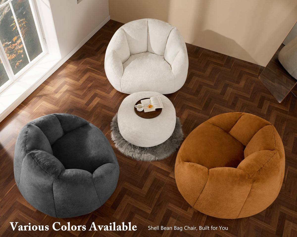 GRANDJOY Oversized Bean Bag Chair with Ottoman, Premium Foam Filling, Relaxing Lounger for Adults & Kids, Orange