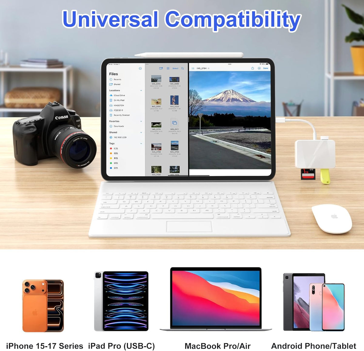 Xoqby 5 1 17/16/15 M4/M3 SD Card Reader, in USB-C & USB Card Adapter with SD/MicroSD/MS and Dual USB-A Ports Memory