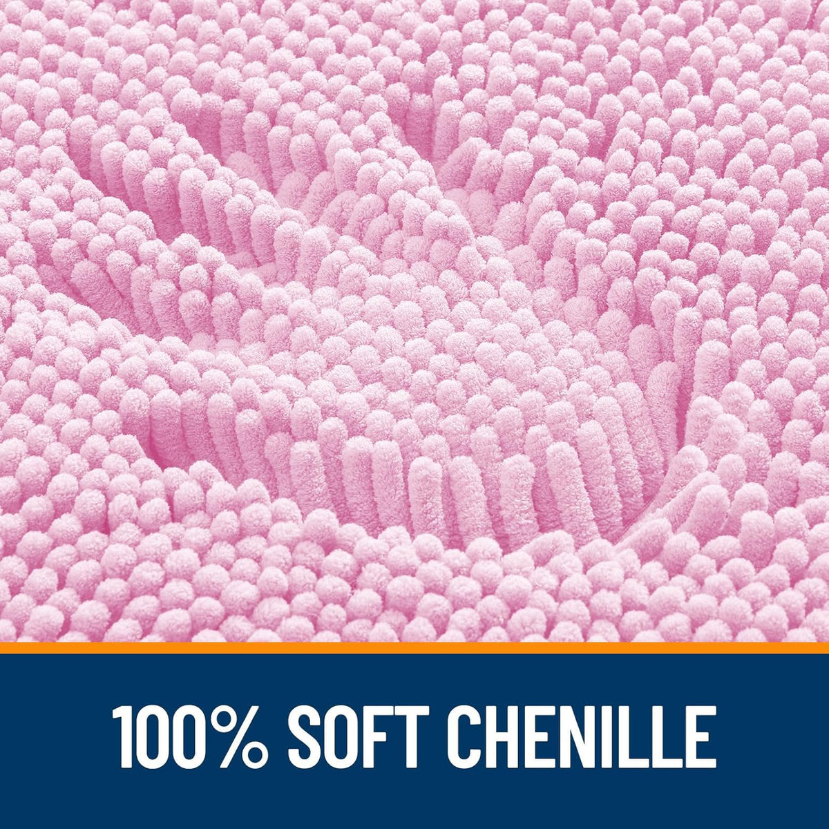 OLANLY Bathroom Rugs - Extra Soft Chenille Bath Mats | Quick Dry, Machine Washable, 36x24, Pink