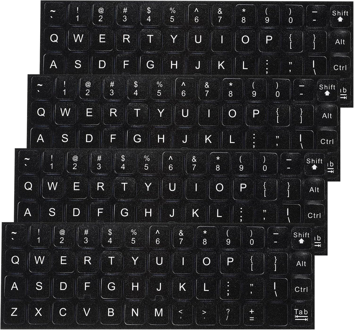 Larrel 4PCS Universal English Keyboard Stickers, Replacement English Keyboard Stickers with Black Background and White
