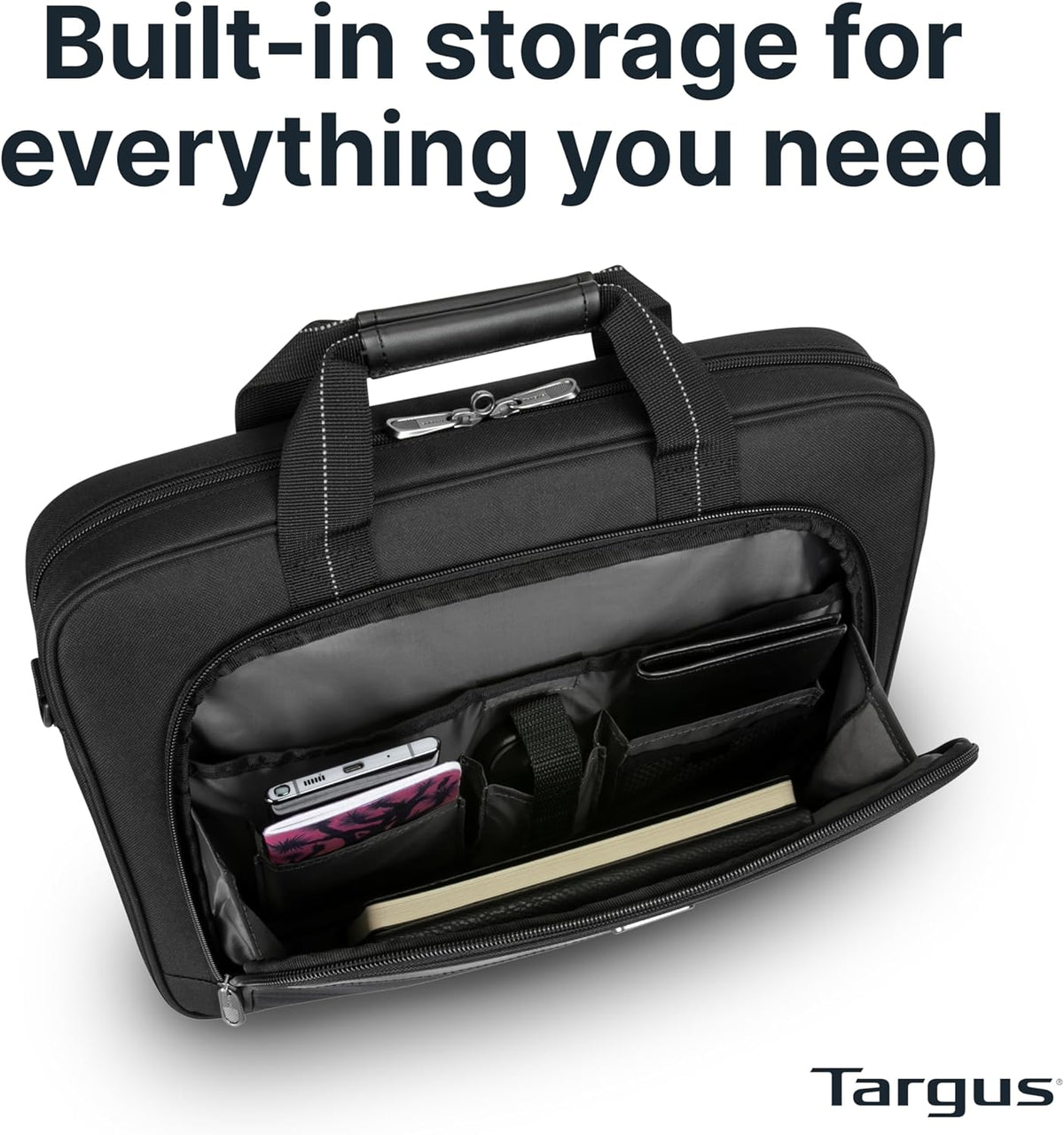 Targus Ergonomic Slim Briefcase - Spacious Laptop Messenger Bag with Foam Padding