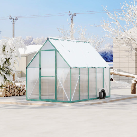 Polycarbonate Greenhouse for Outdoors, Large Walk-InGreenhouse with Quick Setup Structure and Roof Vent, Greenhouse with Ventilation