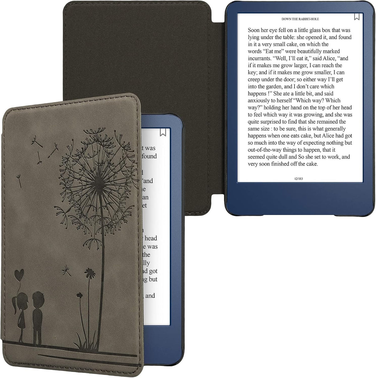 kwmobile (2022/2024) Cover Compatible with Amazon Kindle Cover - eReader Case - Dandelion Love Grey