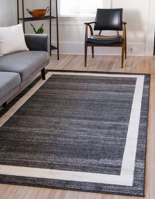 Unique Loom Del Mar Collection Area Rug - Maria (7' 10" x 11' 4" Rectangle, Black/ Ivory)