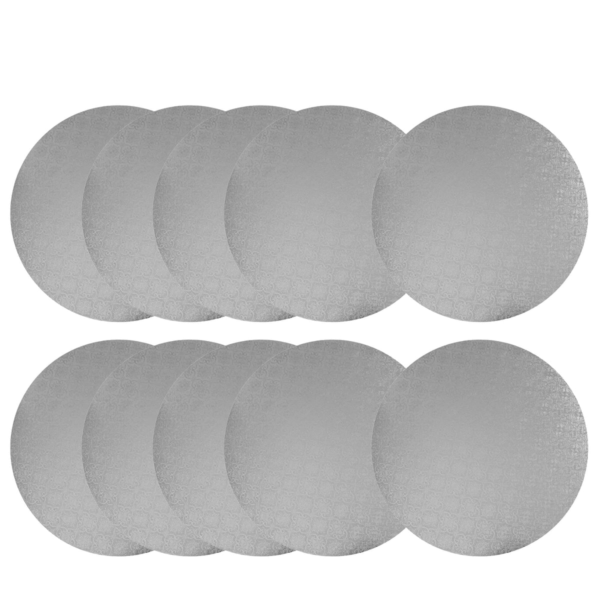 O'CREME Silver Wraparound Cake Pastry Round Drum Board 1/4 Inch Thick, 10 Inch Diameter - Pack of 10