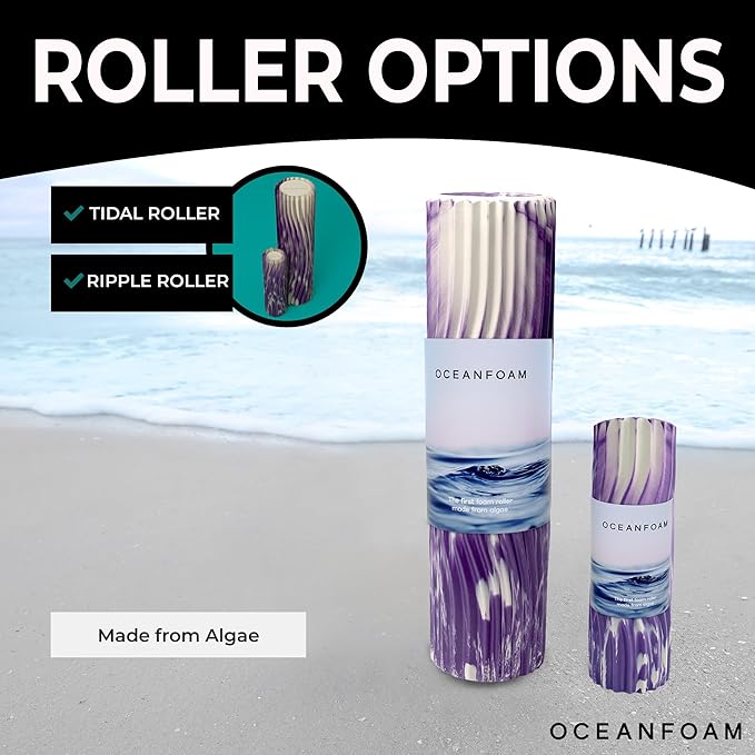Oceanfoam Tidal Roller - Purple Marbled - Muscle Massage Foam Roller for Back Pain & Stretching - Firm and Ergonomic Wide Wave Textured - Yoga, Athletics, & Wellness - Full Size, 20" x 5"