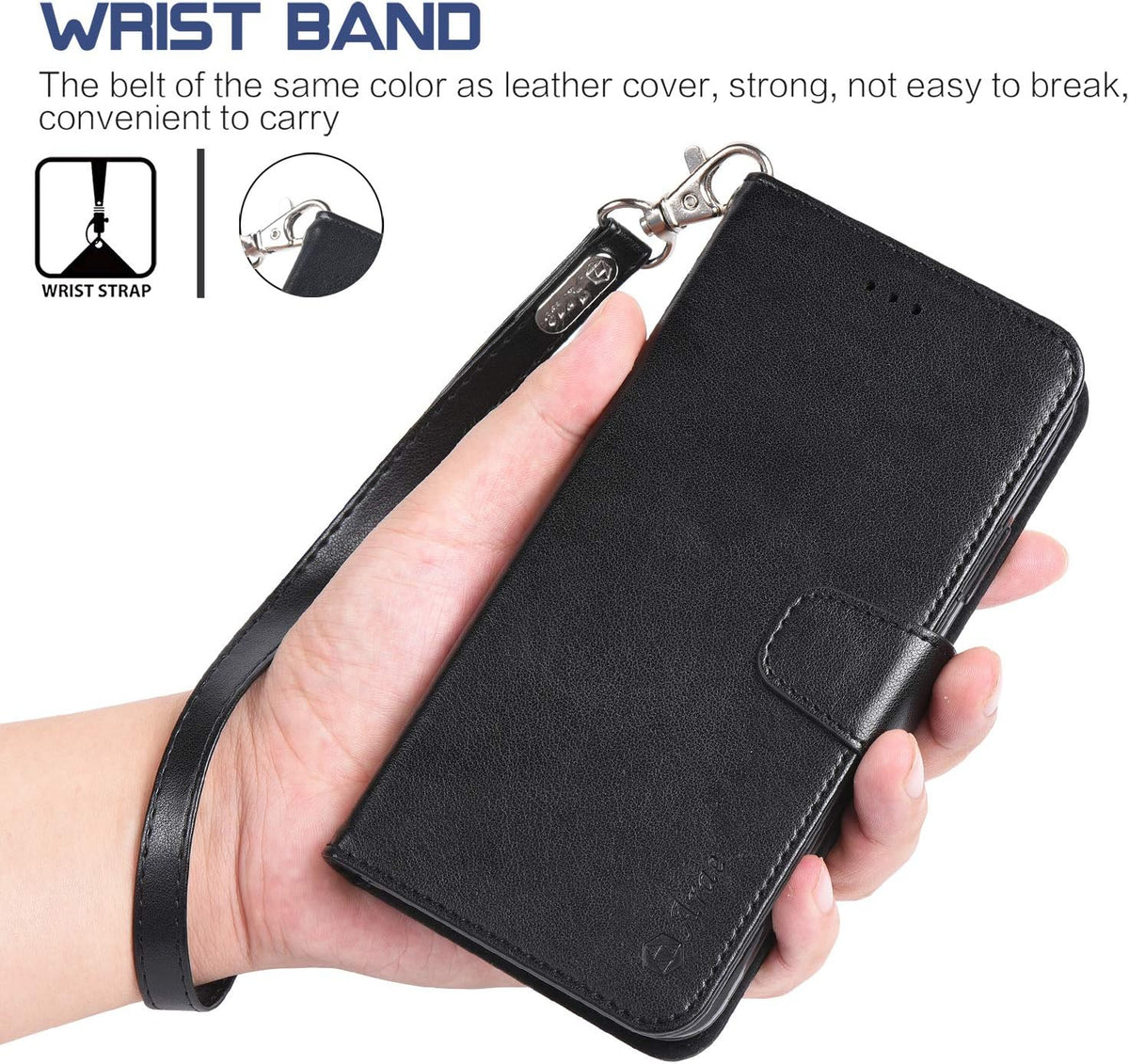 Arae 11 [4-Slots] 11 6.1 inch Case for iPhone Wallet Case Cover with Card Holder PU Leather with Wrist Strap