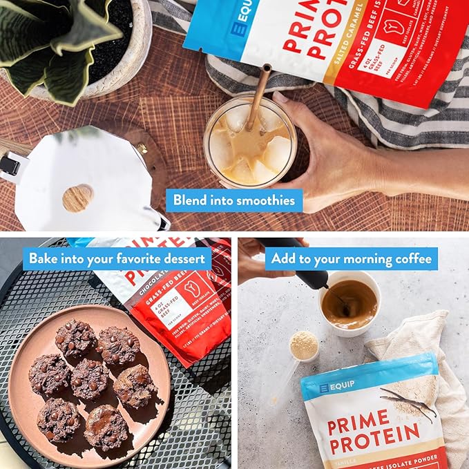 Equip Foods Prime Protein Powder | Clean, Grass Fed Beef Protein Powder, Carnivore Protein Isolate | Paleo, Keto Friendly, Gluten & Dairy Free, Helps Build & Repair Tissue| 30 Servings, Salted Caramel