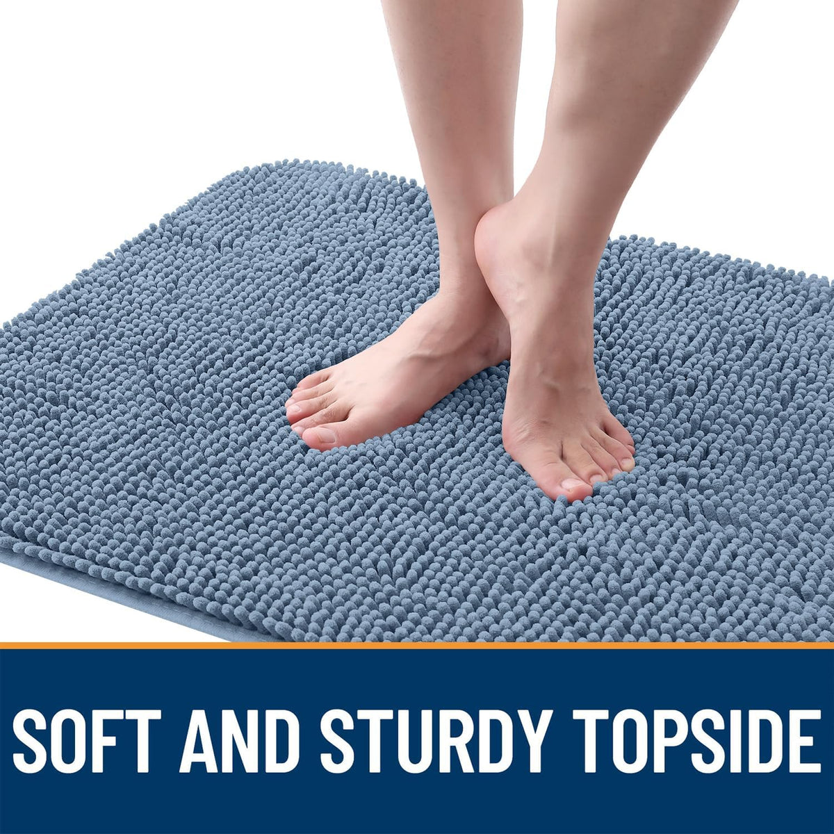 OLANLY Dog Door Mat - Absorbent Non-Slip Chenille Mat for Muddy Paws | 70x24, Quick Dry, Airy Blue